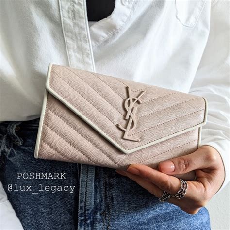 ysl pink white trim wallet|ysl zipper wallet.